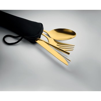 Set posate riutilizzabili in Acciaio Inox con custodia - Gadget.it - 