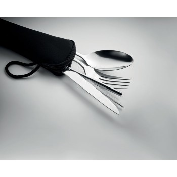 Set posate riutilizzabili in Acciaio Inox con custodia - Gadget.it - 