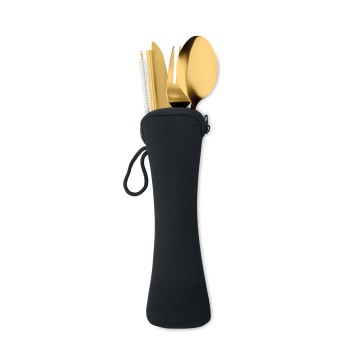 Set posate riutilizzabili in Acciaio Inox con custodia - Gadget.it - 