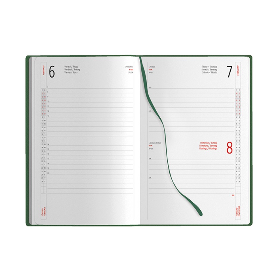 Agenda Giornaliera 14,5x21 - Gadget.it - Agenda Giornaliera 14,5x21 cm in PU con Elastico e Inserti sab. e dom. abbinati