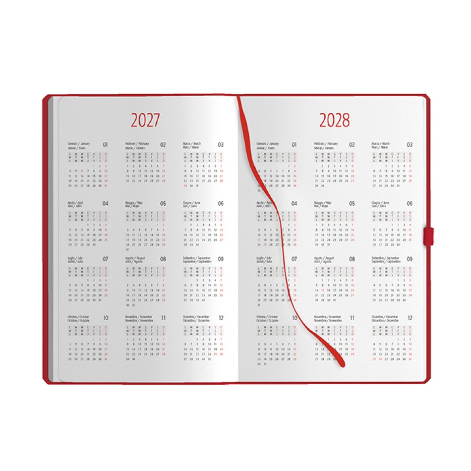 Agenda Giornaliera personalizzabile 14,5 x 21 cm Sab. e Dom. abbinati, chiusura con elastico - Gadget.it - Agenda Giornaliera con Elastico, Portapenne sab. e dom. abbinati 14,5x21 cm