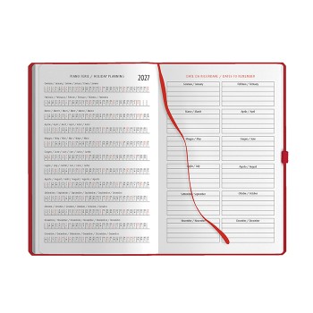 Agenda Giornaliera personalizzabile 14,5 x 21 cm Sab. e Dom. abbinati, chiusura con elastico - Gadget.it - Agenda Giornaliera con Elastico, Portapenne sab. e dom. abbinati 14,5x21 cm