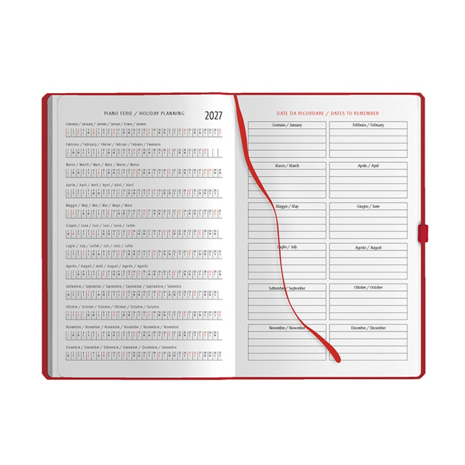 Agenda Giornaliera personalizzabile 14,5 x 21 cm Sab. e Dom. abbinati, chiusura con elastico - Gadget.it - Agenda Giornaliera con Elastico, Portapenne sab. e dom. abbinati 14,5x21 cm