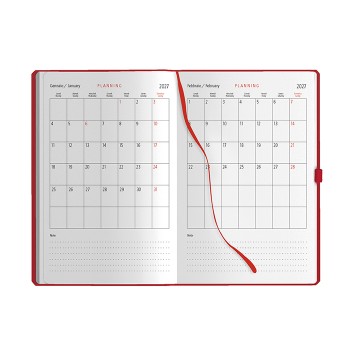 Agenda Giornaliera personalizzabile 14,5 x 21 cm Sab. e Dom. abbinati, chiusura con elastico - Gadget.it - Agenda Giornaliera con Elastico, Portapenne sab. e dom. abbinati 14,5x21 cm