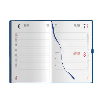 Agenda Giornaliera personalizzabile 14,5 x 21 cm Sab. e Dom. abbinati, chiusura con elastico - Gadget.it - Agenda Giornaliera con Elastico, Portapenne sab. e dom. abbinati 14,5x21 cm