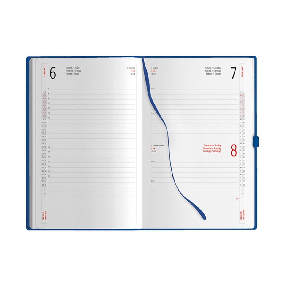 Agenda Giornaliera personalizzabile 14,5 x 21 cm Sab. e Dom. abbinati, chiusura con elastico - Gadget.it - Agenda Giornaliera con Elastico, Portapenne sab. e dom. abbinati 14,5x21 cm