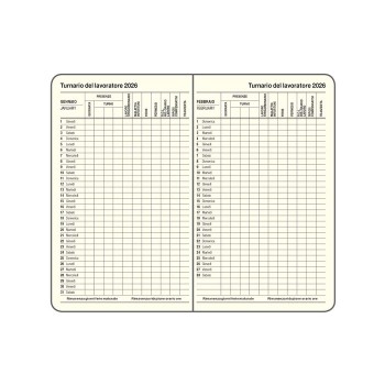 Agenda Giornaliera 9x15  - Gadget.it - Agenda Giornaliera con Elastico, Tasca e Turnario sab. e dom. abbinati 9x15 cm