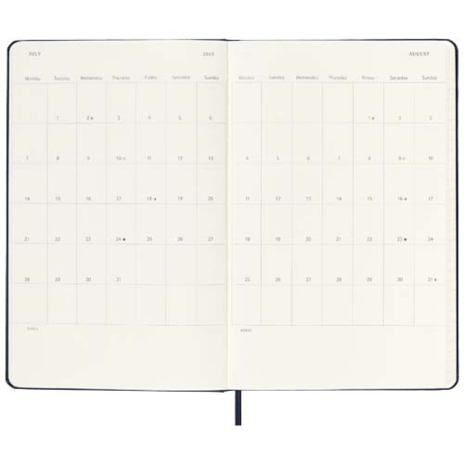 Agenda settimanale 12 mesi formato L con copertina rigida Moleskine - Gadget.it - 