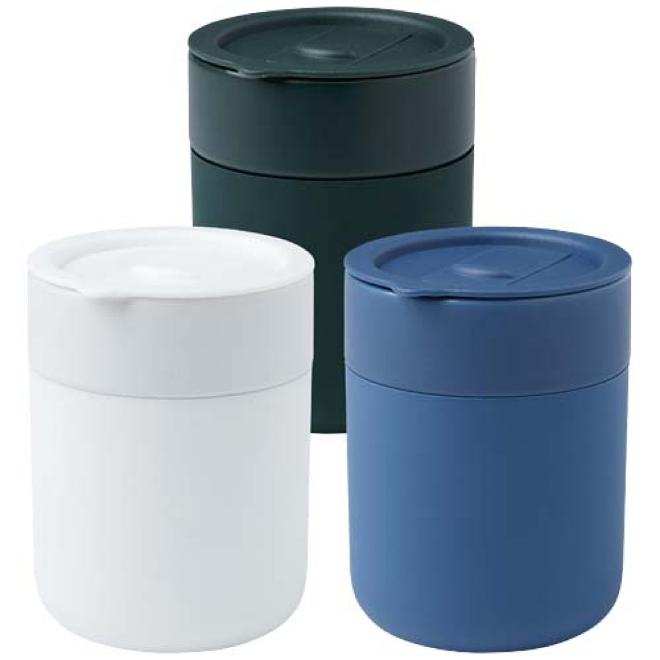 Bicchiere in ceramica con involucro in silicone e coperchio in plastica da 330 ml Java - Gadget.it - 