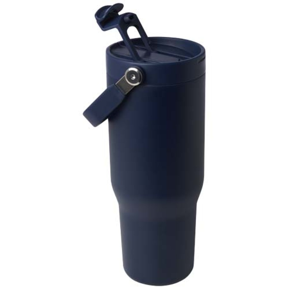 Bicchiere termico da 900 ml in acciaio inossidabile riciclato certificato RCS con sottovuoto in rame e coperchio a doppia funzione Bronx - Gadget.it - 