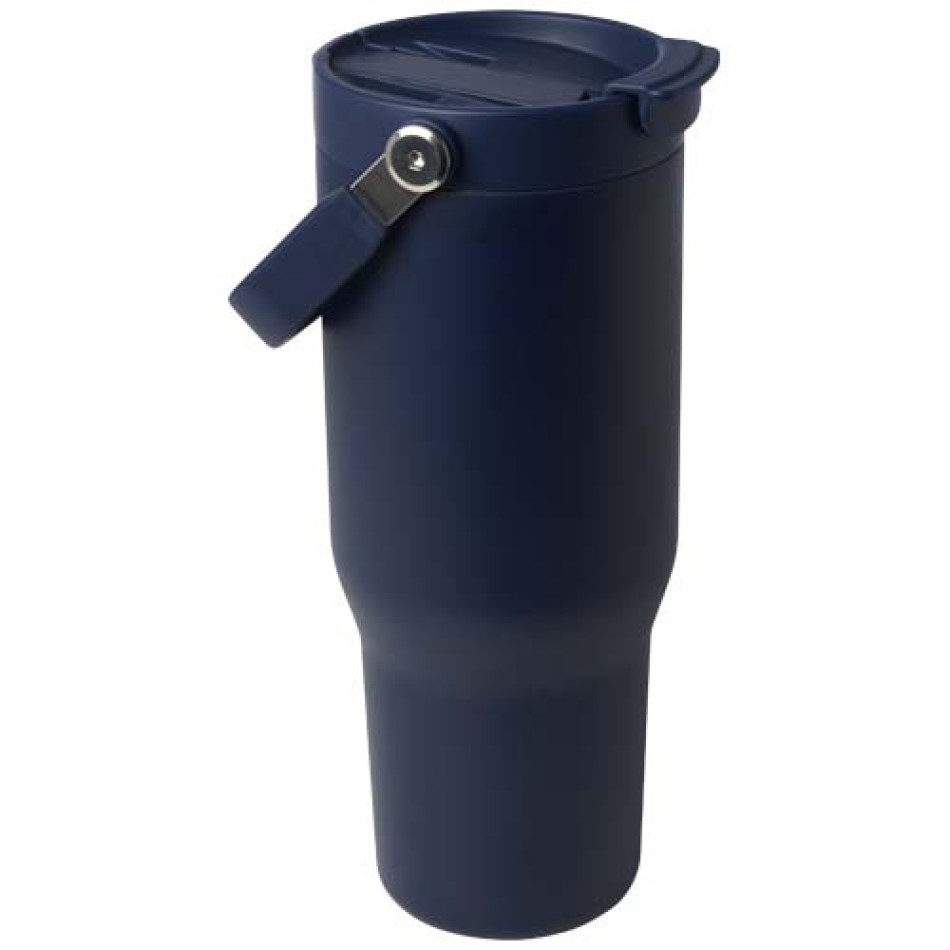 Bicchiere termico da 900 ml in acciaio inossidabile riciclato certificato RCS con sottovuoto in rame e coperchio a doppia funzione Bronx - Gadget.it - 