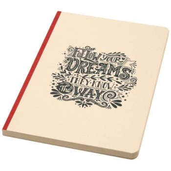 Blocco note formato A5 con copertina morbida in PET riciclato e carta a base di canna da zucchero Liliana - Gadget.it - 