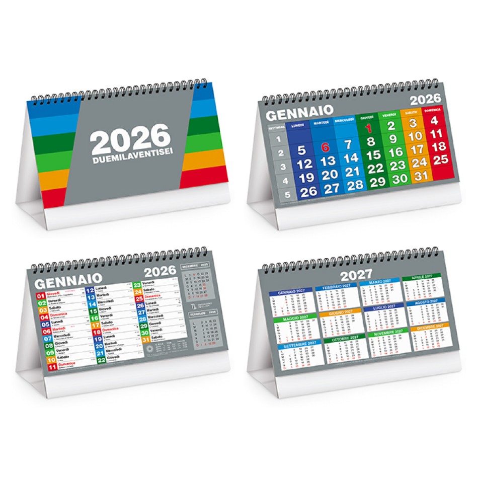 Calendario da tavolo Multicolor 19x14,5  - Gadget.it - Calendario da Tavolo Multicolor Mensile Spiralato 19x14,5 cm