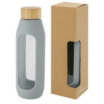 Borraccia in vetro borosilicato da 600 ml con impugnatura in silicone Tidan - Gadget.it - 