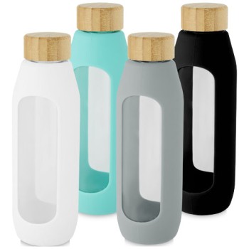 Borraccia in vetro borosilicato da 600 ml con impugnatura in silicone Tidan - Gadget.it - 