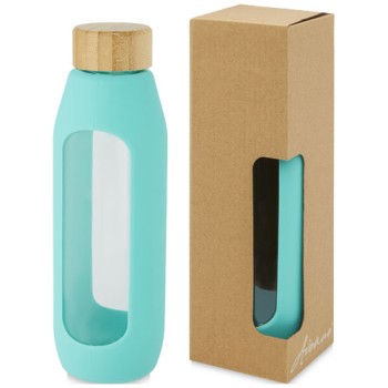 Borraccia in vetro borosilicato da 600 ml con impugnatura in silicone Tidan - Gadget.it - 