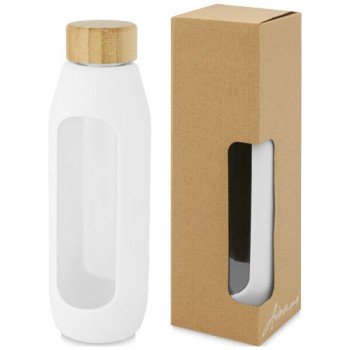 Borraccia in vetro borosilicato da 600 ml con impugnatura in silicone Tidan - Gadget.it - 