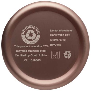 Borraccia termica con isolamento sottovuoto in rame e acciaio inossidabile riciclato certificato RCS da 500 ml Vasa - Gadget.it - 