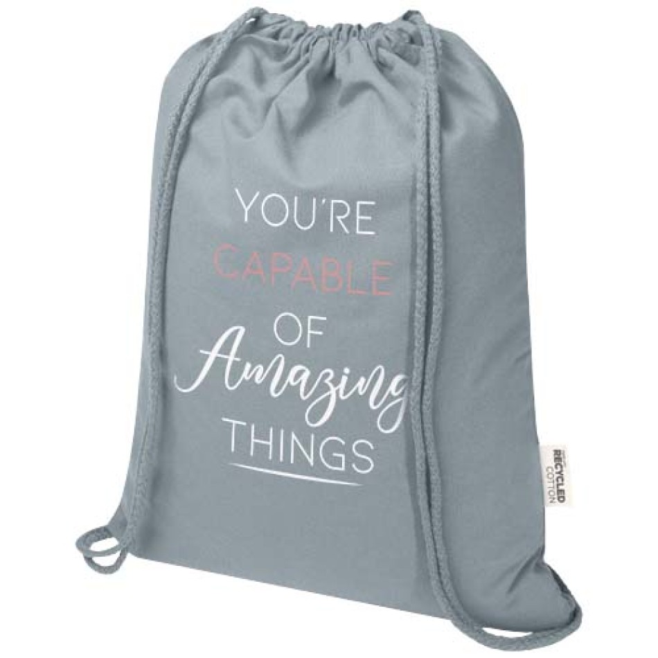 Sacca con cordoncino in cotone riciclato - OREGON BLEND 5L - Gadget.it - 