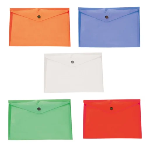 Busta Portadocumenti A4 Personalizzata in PVC Trasparente con Bottone - Gadget.it - Busta Portadocumenti Personalizzata A4 in PVC Trasparente con Chiusura a Bottone
