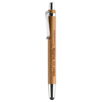 Penna touch in ABS e bamboo refill blu - BYRON - Gadget.it - 