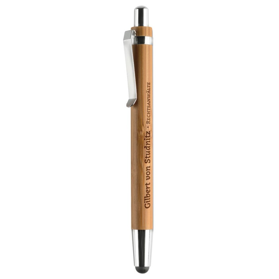 Penna touch in ABS e bamboo refill blu - BYRON - Gadget.it - 