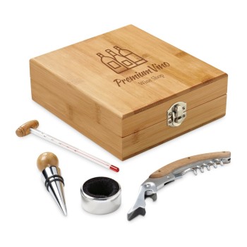 CABERNET. Set da vino in bambù, zinco e acciaio inox - Gadget.it - 