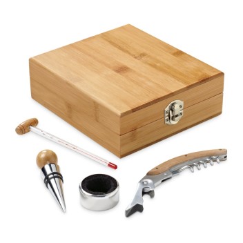 CABERNET. Set da vino in bambù, zinco e acciaio inox - Gadget.it - 