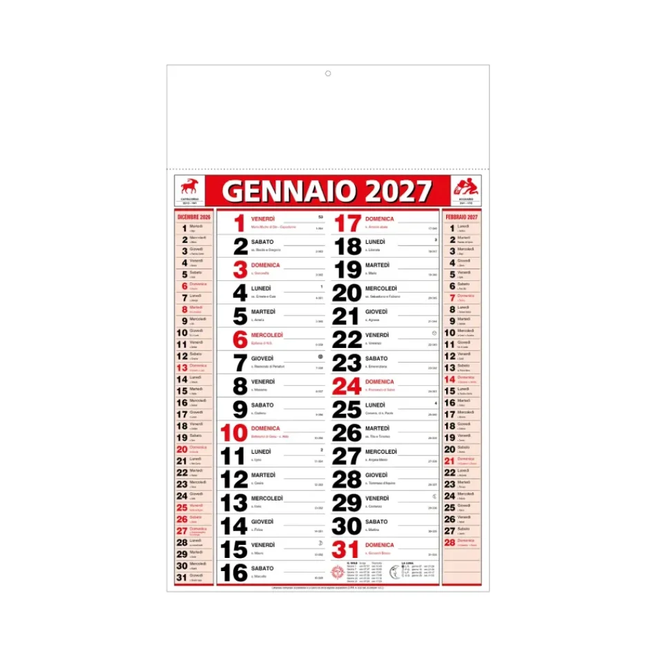 Calendario Olandese Classic 28,8 x 47 cm - Gadget.it - Calendario Olandese Classic Personalizzato 28,8 x 47 cm