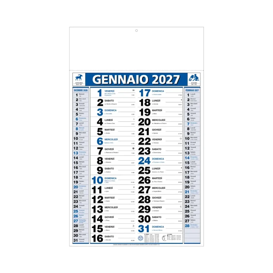 Calendario Olandese Classic 28,8 x 47 cm - Gadget.it - Calendario Olandese Classic Personalizzato 28,8 x 47 cm