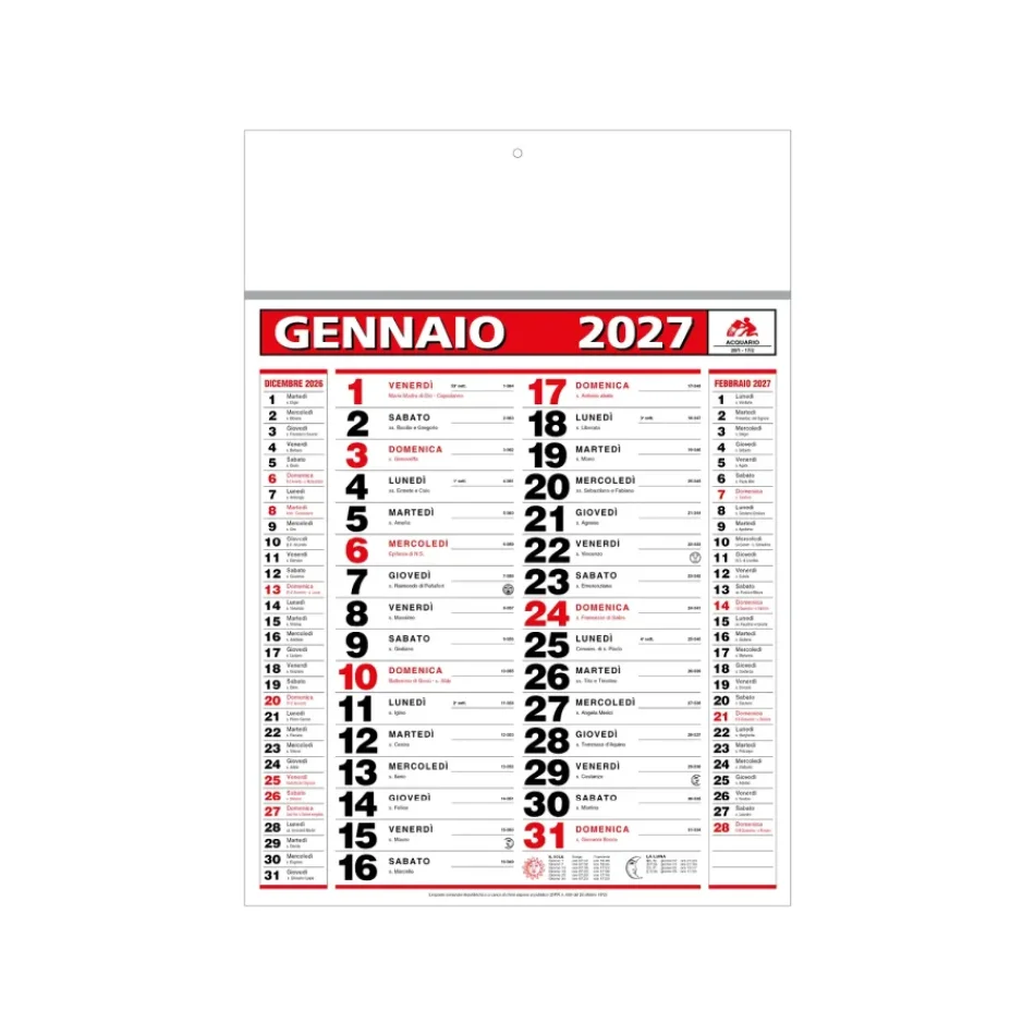 Calendario Stecca Small 31 x 44 cm - Gadget.it - Calendario Stecca Small personalizzato 31 x 44 cm