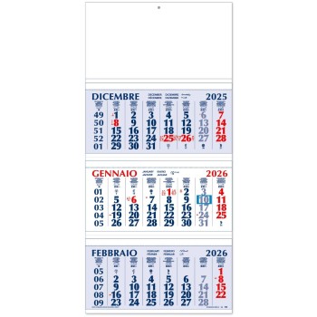 Calendario Trittico 33x70 - Tre blocchi pieghevoli - Gadget.it - Calendario Trittico Trimestrale 3 Spirali e Cursore Incluso 31x86 cm 