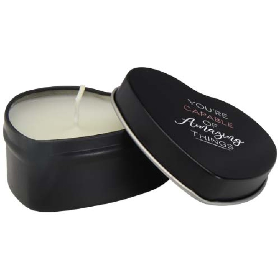 Candela in scatola di latta a forma di cuore all'aroma di vaniglia Blissful - Gadget.it - 