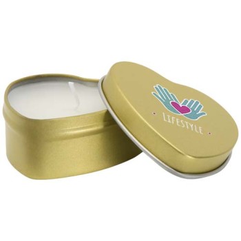 Candela in scatola di latta a forma di cuore all'aroma di vaniglia Blissful - Gadget.it - 