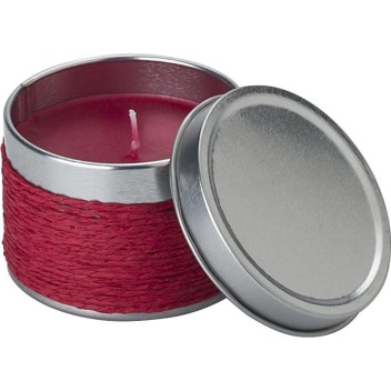 Candela profumata in scatola di metallo rivestita in corda - Zora - Gadget.it - 