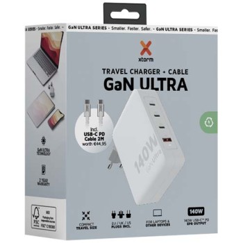 Caricabatterie da viaggio da 14 0W con cavo USB-C PD da 240 W Xtorm XVC2140 GaN Ultra - Gadget.it - 