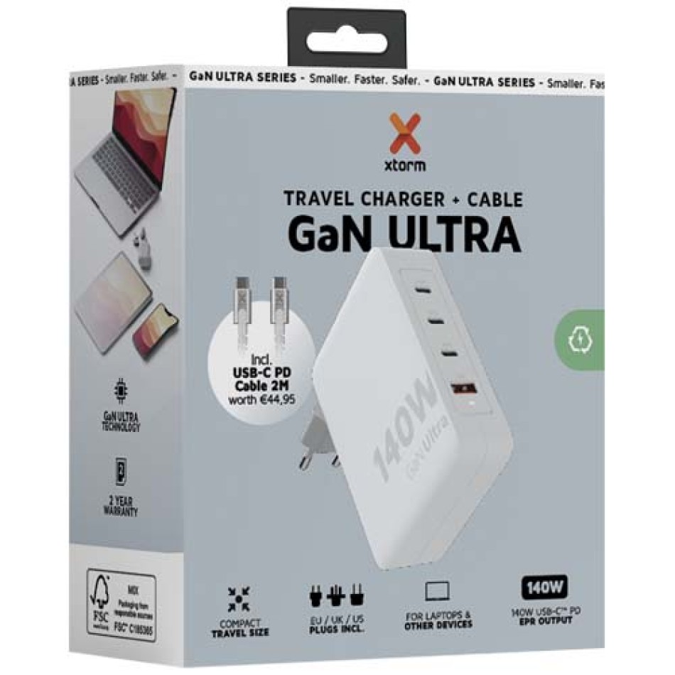 Caricabatterie da viaggio da 14 0W con cavo USB-C PD da 240 W Xtorm XVC2140 GaN Ultra - Gadget.it - 