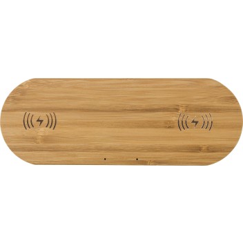 Caricatore wireless doppia posizione in bamboo - TATUM - Gadget.it - 