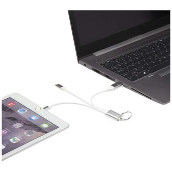 Cavo di ricarica in alluminio riciclato 4 in 1 con portachiavi Metal - Gadget.it - 