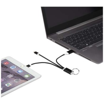 Cavo di ricarica in alluminio riciclato 4 in 1 con portachiavi Metal - Gadget.it - 