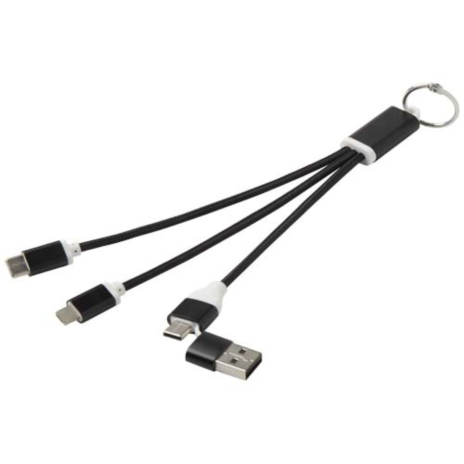 Cavo di ricarica in alluminio riciclato 4 in 1 con portachiavi Metal - Gadget.it - 