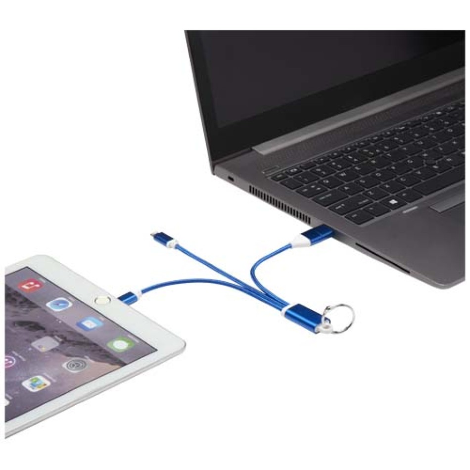 Cavo di ricarica in alluminio riciclato 4 in 1 con portachiavi Metal - Gadget.it - 