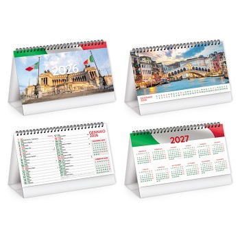 Calendario Città d'Italia 19x14,5  - Gadget.it - Calendario Spiralato illustrato da Tavolo Mensile Città d'Italia 19x14,5 cm