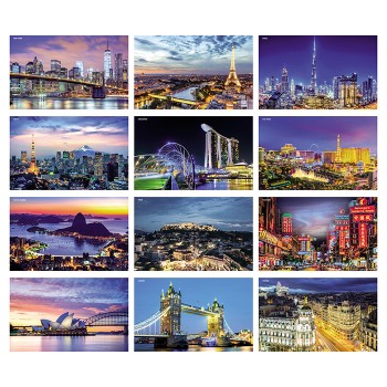 Calendario Città del Mondo 30x47 - Gadget.it - Calendario Illustrato Mensile Città del Mondo 30x47 cm