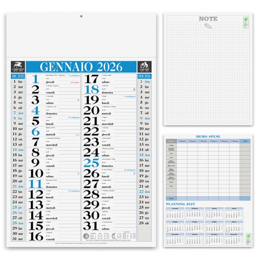 Calendario Olandese 30x47 - Gadget.it - Calendario Olandese Mensile Personalizzabile con Note e Spese 30x47 cm