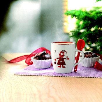 Tazza con cucchiaio in ceramica - CLAUS - Gadget.it - 