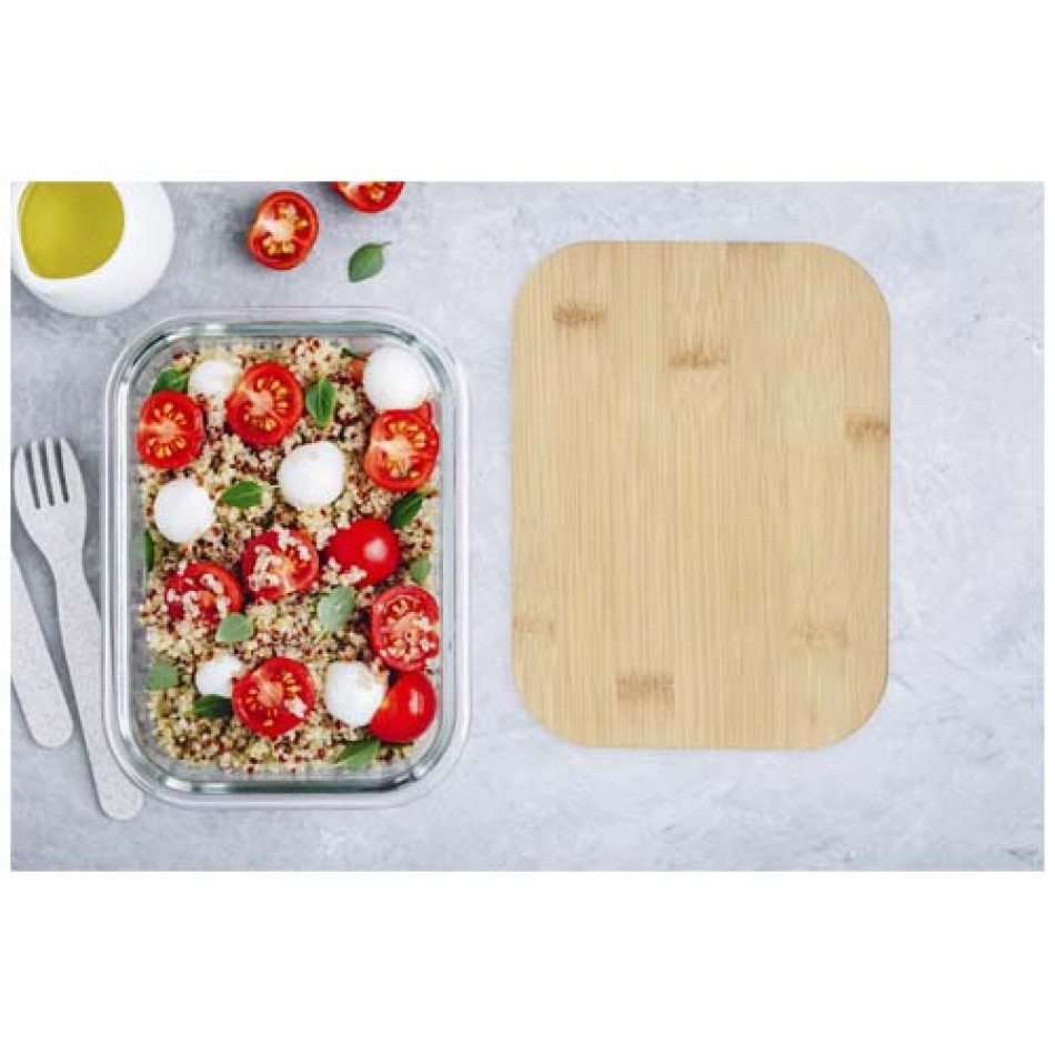 Contenitore per pranzo Roby di vetro con coperchio in bambù - Gadget.it - 
