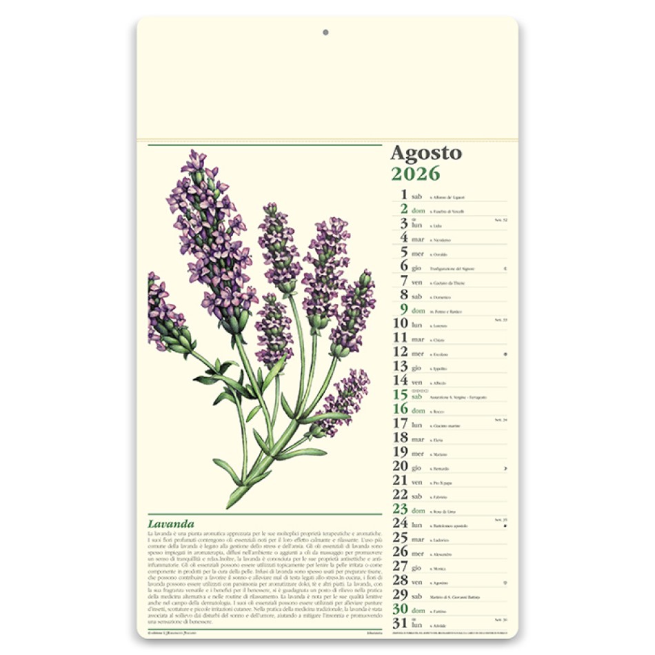 Calendario Erboristeria 31x52,5  - Gadget.it - Calendario Almanacco Italiano Mensile Erboristeria 31x52,5 cm