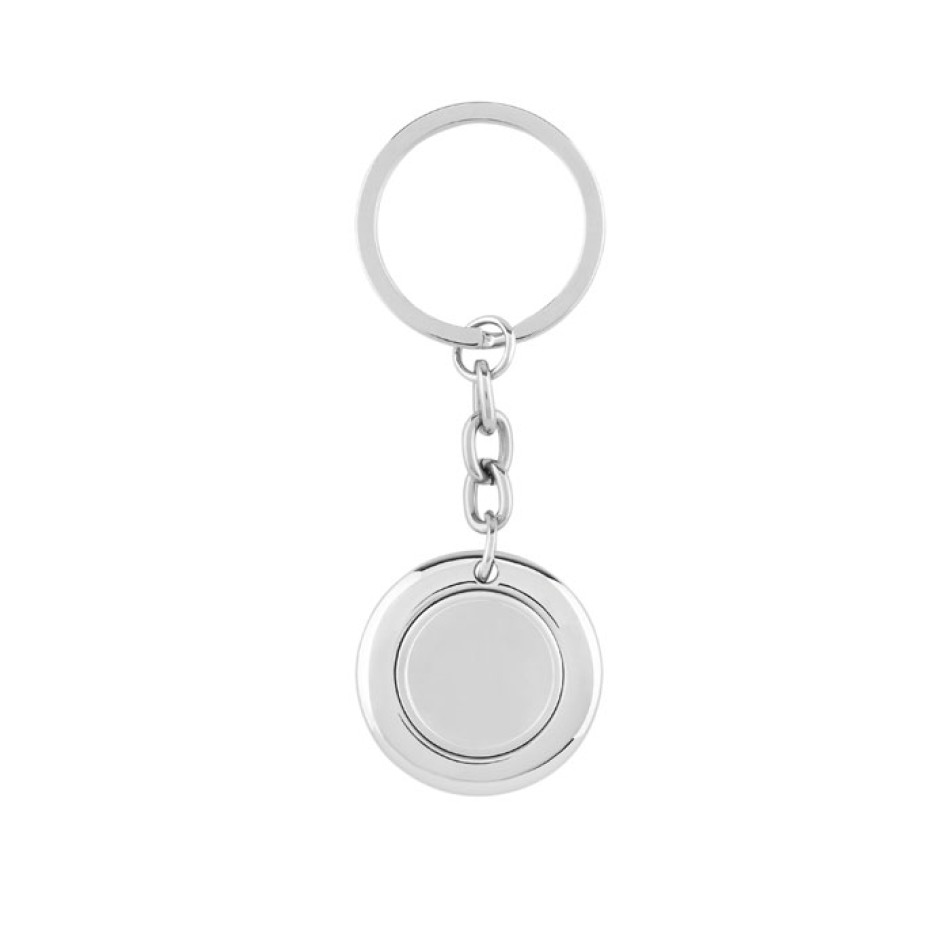 Portachiavi tondo con moneta in acciaio inox - FLAT RING - Gadget.it - 