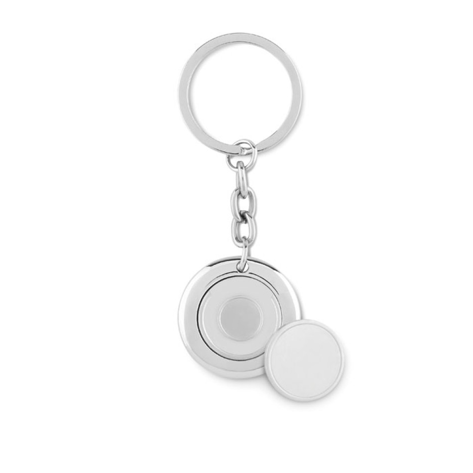 Portachiavi tondo con moneta in acciaio inox - FLAT RING - Gadget.it - 